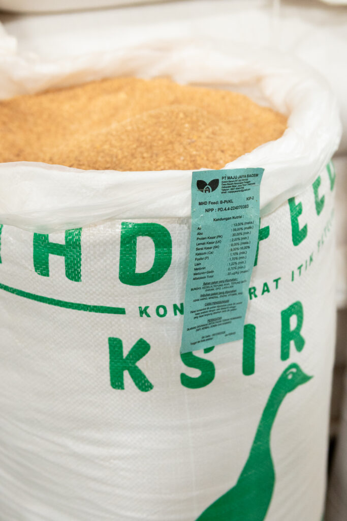 Close up shot of a sack of poultry feed